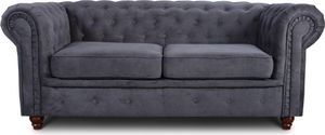 Sofa Chesterfield Asti 2-Sitzer, Couchgarnitur 2-er, Sofagarnitur, Couch mit Holzfüße, Polstersofa - Glamour Design (Graphit (Capri 16))