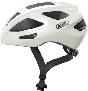 ABUS Rennradhelm Macator - sportiver Fahrradhelm für Einsteiger - auch für Zopfträger/-innen - für Damen und Herren - Weiß Glänzend, Größe M ABUS Rennradhelm Macator - sportiver Fahrradhelm für Einsteiger - auch für Zopfträger/-innen - für Damen und Herren - Weiß Glänzend, Größe M
