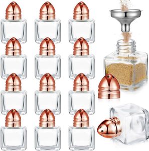 12 Stück Mini Klarglas Gewürzflasche Haushalt Salz und Pfeffer Gewürz Gewürzglas, Farbe: RosaGold, Größe: 15ml