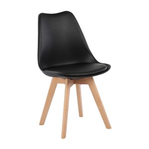 IPOTIUS 1er Set Esszimmerstühle mit Massivholz Buche Bein, Skandinavisch Design Gepolsterter Küchenstühle Stuhl Holz, Schwarz