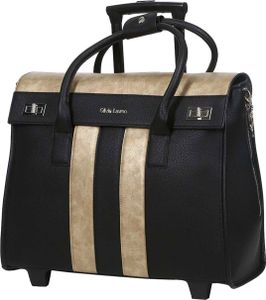 praktischer BOWATEX Damen Aktentrolley Tasche, Lehrertasche Trolley Schwarz/Gold