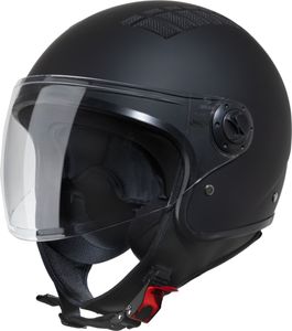 VINZ Como Jethelm mit Visier ECE 22.06 Zertifiziert |  Roller Helm Mopedhelm Ideal Für Motoroller & Vespa | Herren und Damen | Komfortabler Motorradhelm XS-XL | Matt Schwarz | S (55 - 56 cm)