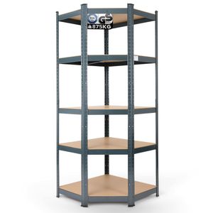AREBOS Eckregal Schwerlastregal Steckregal 875kg Einfache Montage durch Stecksystem 180 x 70 x 70 cm 5 Böden aus MDF Anthrazit