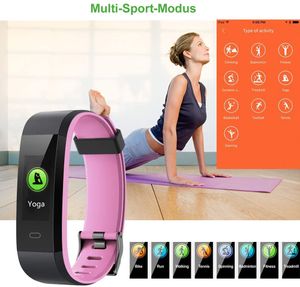 YAMAY Fitness Armband, Smartwatch Fitness Tracker mit Pulsmesser Wasserdicht IP68 Fitness Uhr Messgerät Pink/Schwarz