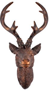 Deko Hirschgeweih bronze - 40 cm - Hirschkopf Wanddeko zum aufhängen - Jagd Hirsch Geweih Skulptur