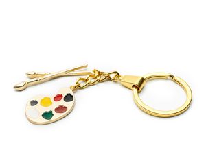 Farbpalette Schlüsselanhänger Miniblings Anhänger Schlüsselring Pinsel gold