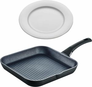 Grillspaß mit Ambiente, 2-tlg., Berndes und Maxwell & Williams Set, Balance Induction Enduro Grillpfanne, Round Teller Rund