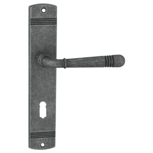 DOMINO Türgriff 72 Drückergarnitur BB-Buntbart | Langschildgarnitur | Türklinke für Zimmertür, Bürotür, Kellertür & Innentür |Antikes Nickel| LOFT M95
