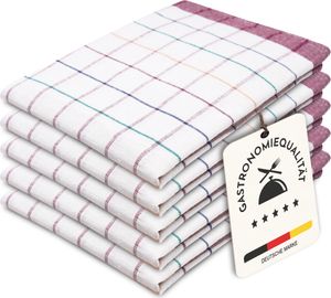 5er Set Geschirrtücher Baumwolle in 50x70 cm, saugstark und langlebig Gastronomiequalität rot kariert