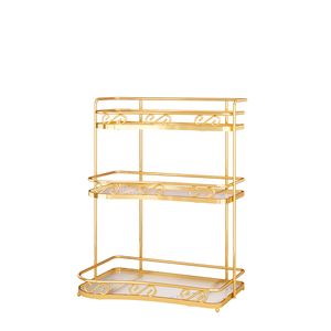 Heikoeco® Schminktisch Organizer, Organizer, Luxus-make up Organizer mit 3 Ebene in Gold, Kosmetik Organizer für Badezimmer, Schlafzimmer, Stil A