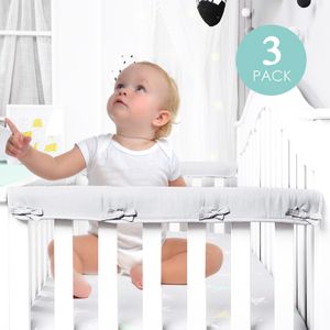 3 Stück / Set Baumwoll-Kinderbett-Schutzkante, der Anti-beißende einfarbige Bettzaun des Babys Antikollisionsstreifen (grau)