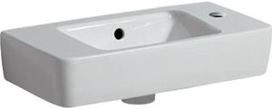 Geberit Handwaschbecken RENOVA COMPACT 500 x 250 mm, mit Überlauf, Ablagefläche links, Hahnloch rechts weiß