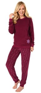 Damen Frottee Pyjama Schlafanzug langarm mit Bündchen und Eiskristall Motiv 291 201 13 900