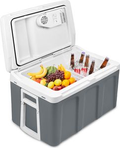 YUENFONG 48L chladicí box Elektrická chladnička s kolečky Elektrický chladicí box Chladicí box do auta 12V 230V včetně funkce chlazení a udržování tepla pro cestování a kempování (48L)