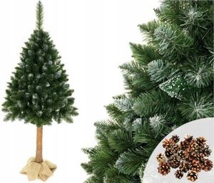 3D diamentowa sosna na pniu 180 cm śnieżny brokat