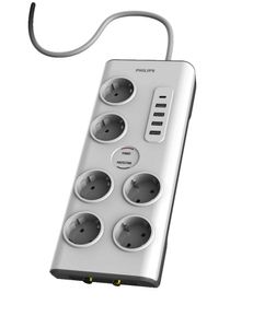 Philips 6-fach Steckdosenleiste - SPN7061WA/19 - 230V - Weiß - USB/USB-C - Koaxialanschlüsse - Stromschutz