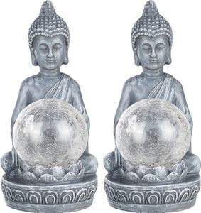 2x LED Solar, Buddha, grau, Farbwechsler, H 19,5 cm