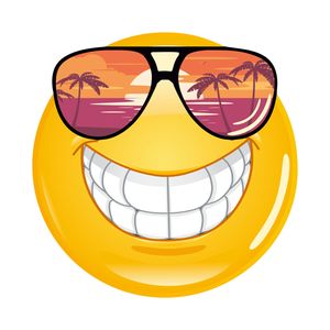 Smiley Aufkleber mit Sonnenbrille 30 cm UV-Schutzlaminiert Witterungsbeständig Auto Anhänger Wohnmobil Sticker Selbstklebend Sommer Frühling - Kfz_750