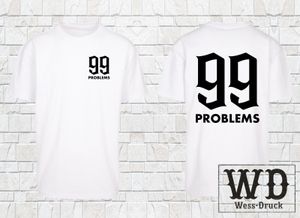 Herren Oversize Shirt 99 Problems Wessdruck Weiß Schwarz M