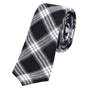 DonDon Herren Krawatte 6 cm Baumwolle schwarz-weiß-grau kariert