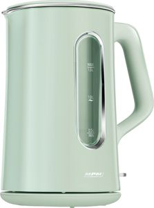 MPM Doppelwandiger Wasserkocher – Geräuscharm mit beleuchtetem Innenraum – 1,5 Liter 2200W – Grün