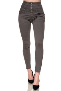 Elara Damen Jeans Stretch Skinny High Waist EL60-6 Grau-42 (XL)
