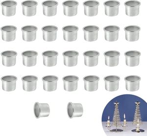 30er/Set Kerzenhalter für Stabkerzen, Metall klein, Kerzenhalter, Teelichter, Kerzeneinsatz, Tischkerzen, Silber, Kerzenhalter für Baumkerzen, Stabkerzenhalter Dekoration, Kerzenhalter,Silber