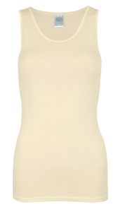 dámské tričko wobera NATUR bez rukávů nebo tílko ze 70% panenské vlny KbT a 30% hedvábí (velikost M, barva: přírodní bílá)