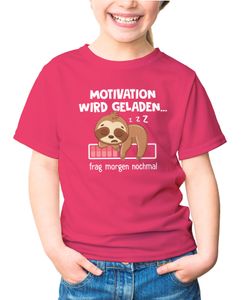 Kinder T-Shirt Mädchen Spruch lustig Anti Motivation wird geladen Fauttier Geschenk für Mädchen Moonworks® pink 129-140 (9-10 Jahre)