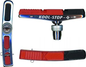 Kool-Stop Bremsschuhe H12 V-Type 2 dual V-Brake, L=72,5mm asymm., für Alu-Felgen, schwarz/salmon