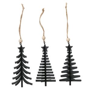 3tlg. Anhänger XMAS TREE schwarz aus Metall Tannenbaum Weihnachten (3 Motive)
