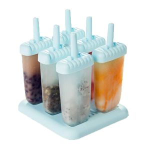 6 Stieleisform Eisformen Set, Eis Am Stiel Formen mit Griffen, Wiederverwendbaren Eisförmchen Eis Pop Formen Popsicle Forme(Blau)
