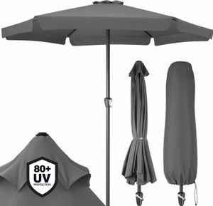 Kingsleeve® Sonnenschirm UV Schutz 80+ Balkon Schutzhülle 330cm Strand Schirm Groß Wasserabweisend Kurbel Aluminium Windöffnung Gartenschirm Anthrazit