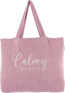 CalmyBEACH Frottee Strandtasche XXL Badetasche - 100% Baumwolle Shopper Strand Tasche groß für Damen und Herren mit Innenfach und langen Tragehenkeln (Altrose)