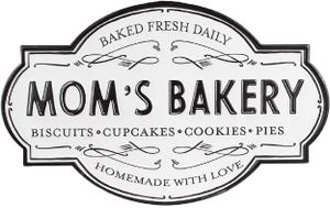 Clayre &amp; Eef 6Y5496 Textová cedule Mom's Bakery White 48x1x30 cm