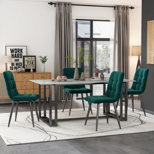Sada 4 jídelních židlí Merax s opěradlem, čalouněná ergonomická kuchyňská židle, zelená
