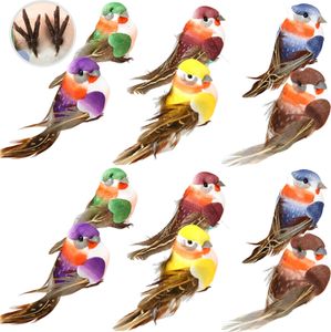 12pcs Schaum Vogel lebendig Bild realistisch mit Clip Wrader Crafts Home Ornament Simulation Vogelgartenversorgung-A