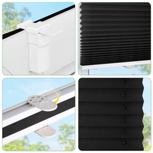 Allesin Plissee Klemmfix ohne Bohren, Schwarz 65x110cm (BxH), Plisseerollo Fensterrollo Jalousie mit Klemmträger, Blickdicht, Sichtschutz und Sonnenschutz, Easyfix, für Fenster und Tür