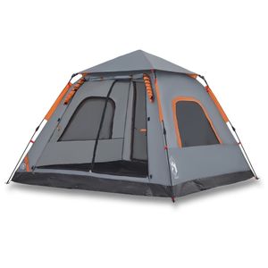 vidaXL Kuppel-Campingzelt 5 Personen Grau und Orange Quick Release