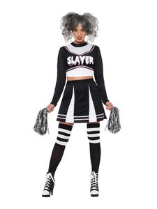 Damen Kostüm Gothic Cheerleader Halloween Gr.M