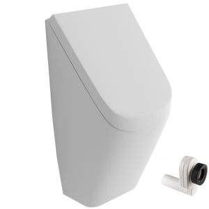 VitrA Pure Style Urinal + Deckel + Urinal-Absaug-Siphon | Zulauf & Ablauf von hinten | Pissoir Urinal Komplett Set Ausführung mit Deckel | Urinal aus robuster Sanitärkeramik | für perfekte Hygiene