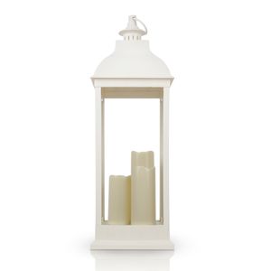 Laterne Windlicht ( 71cm ) mit 3 flackernden LED-Kerzen, Batteriebetrieben, Innenbereich - Dekorative Lampe mit brennenden Docht Effekt