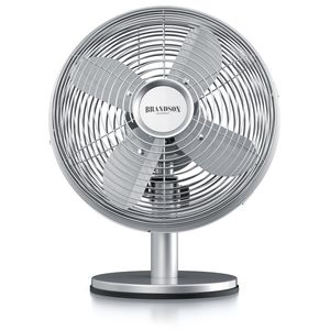 Brandson Tischventilator, mobiler Lüfter, oszillierend 80°, Ventilator mit 3 Geschwindigkeitsstufen, Robustes Voll-Metallgehäuse, Neigungswinkel ca. 40 Grad, Silber