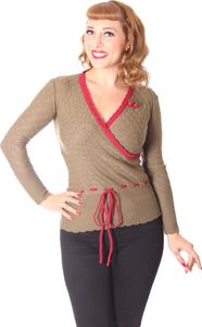 SugarShock Nika 50er Jahre retro Strick Pullover in Wickeloptik, Größe:S / M ( 36 - 38 ), Farbe:oliv dunkelrot SugarShock Nika 50er Jahre retro Strick Pullover in Wickeloptik, Größe:S / M ( 36 - 38 ), Farbe:oliv dunkelrot