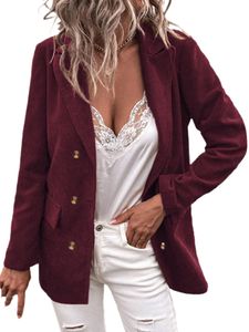 Damen Solid Color Reise Revers Businessjacken Casual Open Front Blazer Anzug,Farbe:Rotwein,Größe:3xl
