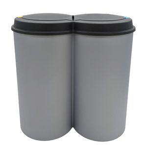 Abfalleimer 2x25 Liter Duo Bin - Farbe: grau mit schwarzem Deckel