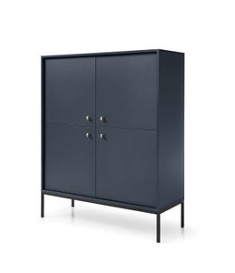 BETTSO Hochkommode Kommode auf schwarzen Metallbeinen Eleganz für Schlafzimmer MOLLY Blau Dunkelblau