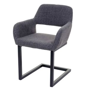 Esszimmerstuhl HWC-A50 II, Freischwinger Stuhl Küchenstuhl, Retro 50er Jahre Design  Stoff, grau