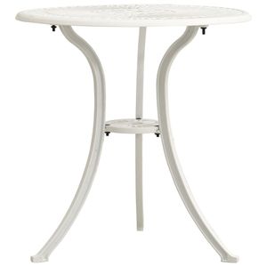 vidaXL Záhradný stôl biely 62x62x65 cm Hliníkový odliatok