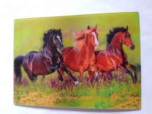 3 D Ansichtskarte braune Pferde, Postkarte Wackelkarte Hologrammkarte, Tier Pferd